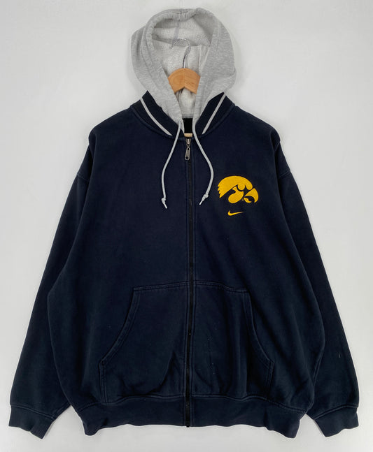 00’ NIKE x IOWA Size XL Vintage College Hoodie Zip-up Sweat-shirt / E2256S