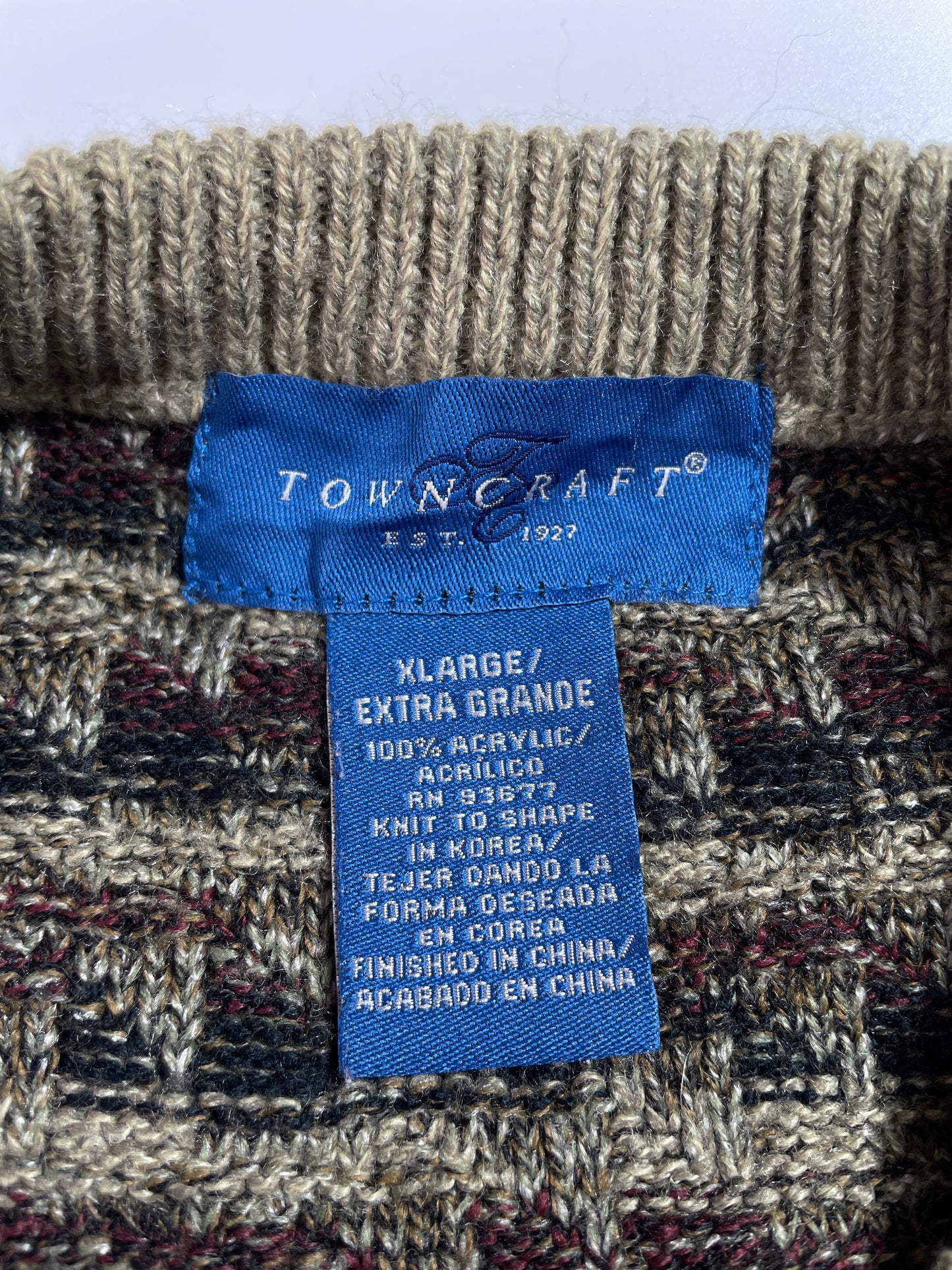 Vintage TOWN CRAFT Size XL Acrylic Knit Sweater / E3604K