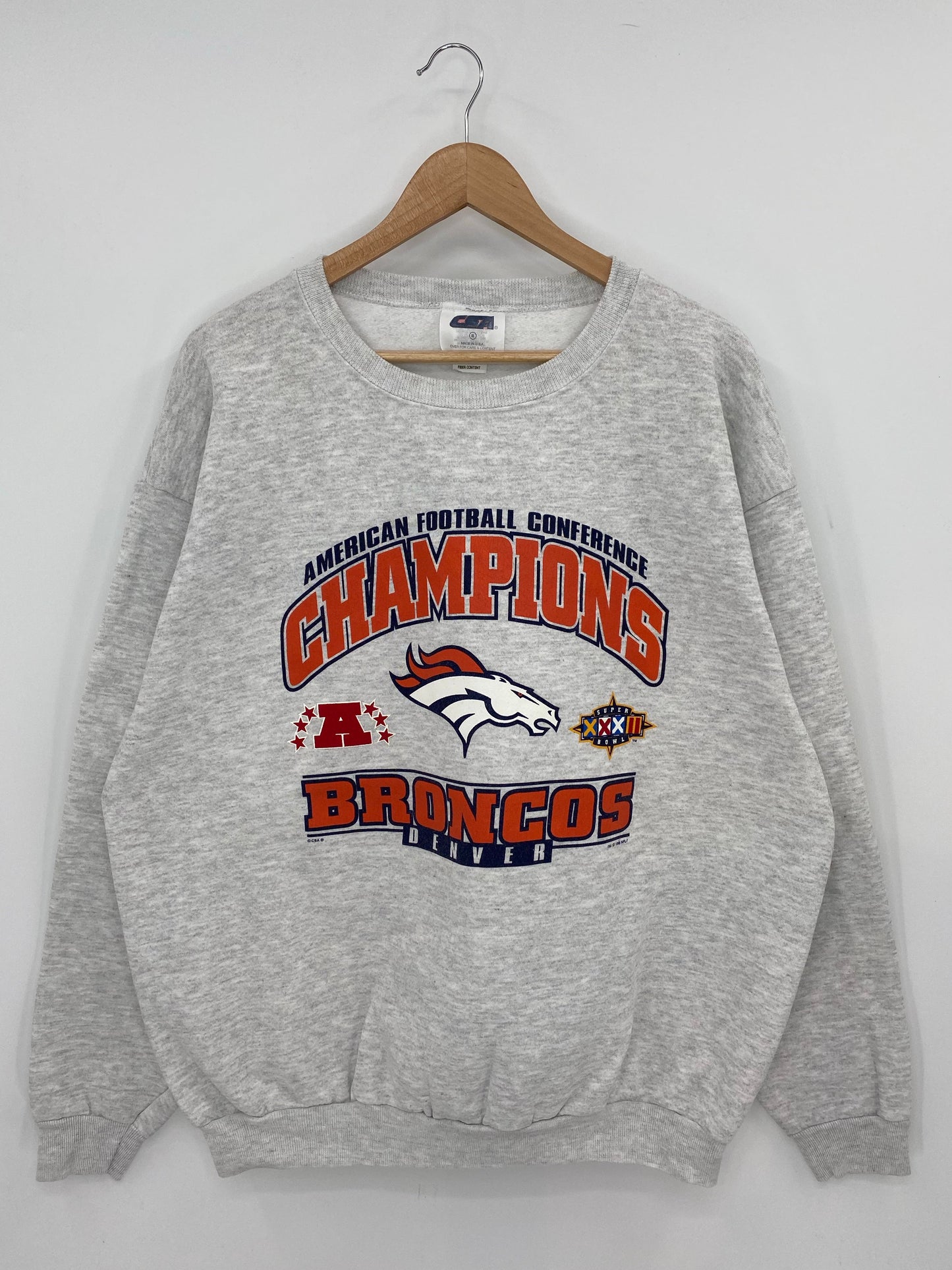 1996 DENVER BRONCOS Made in USA Size XL Vintage NFL Sweat shirt / A9784