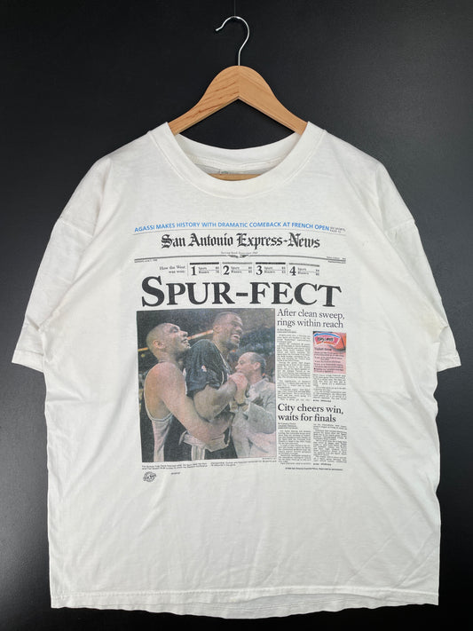 1992 SAN ANTONIO SPURS Size XL Vintage NBA T-Shirt / A6790