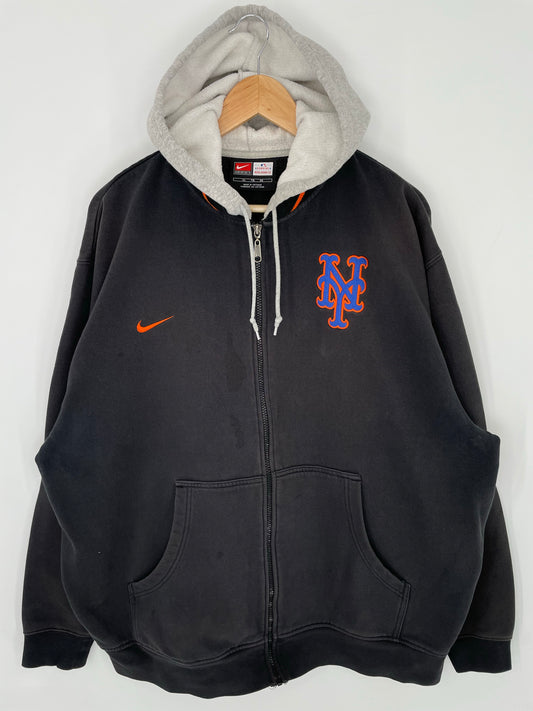 00’ NIKE NEW YORK METS Size XL MLB Hoodie Zip-up Sweat-Shirts/ K9101