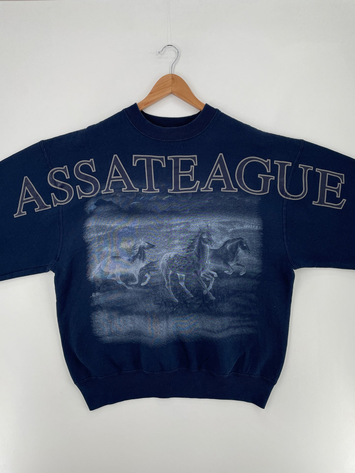 90's ASSATEAGUE HORSE Made in USA Size XL Vintage Animal Sweat-Shirt / E707