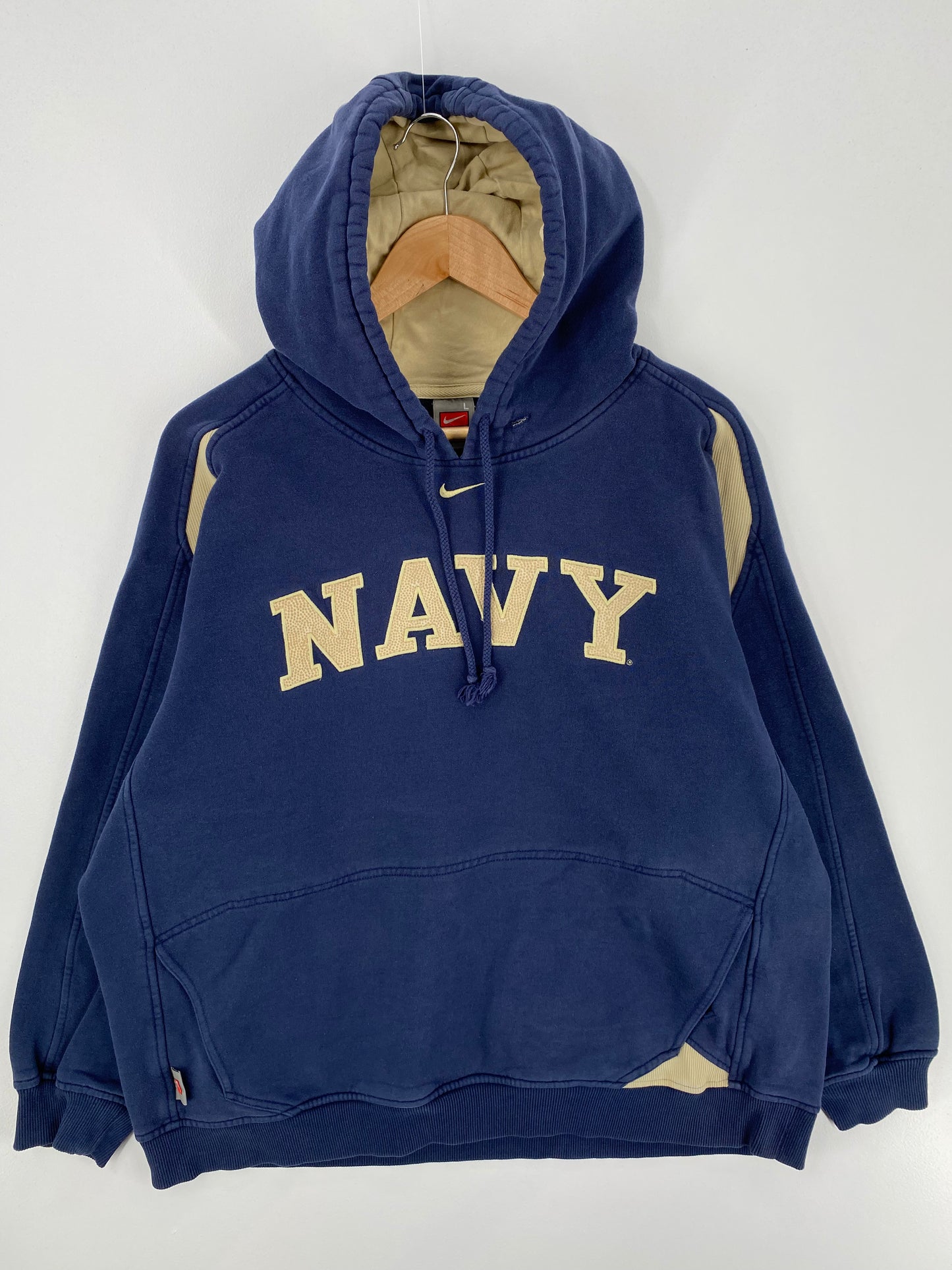 00' NIKE NAVY Size L Vintage College Hoodie Sweat-Shirts/ A811