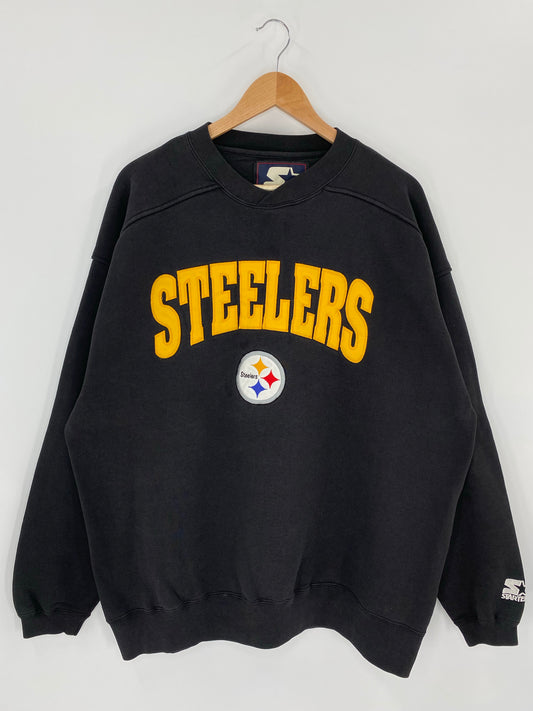 90’s STARTER x PITTSBURGH STEELERS Made in USA Size XL Vintage NFL Sweat - Shirt/ K6068