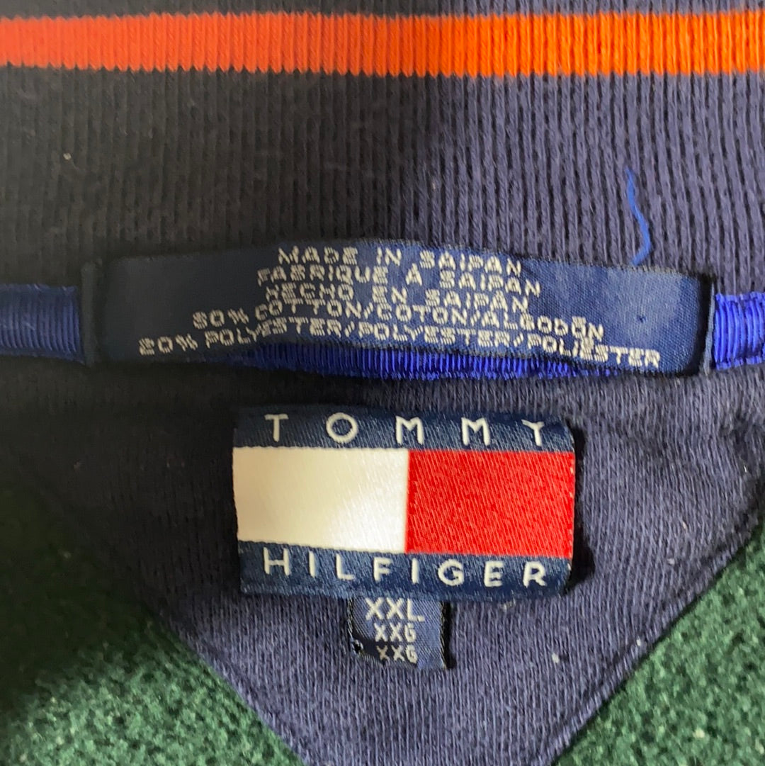 90’s TOMMY HILFIGER Size XXL Vintage Half Zip Sweat-shirt / E449