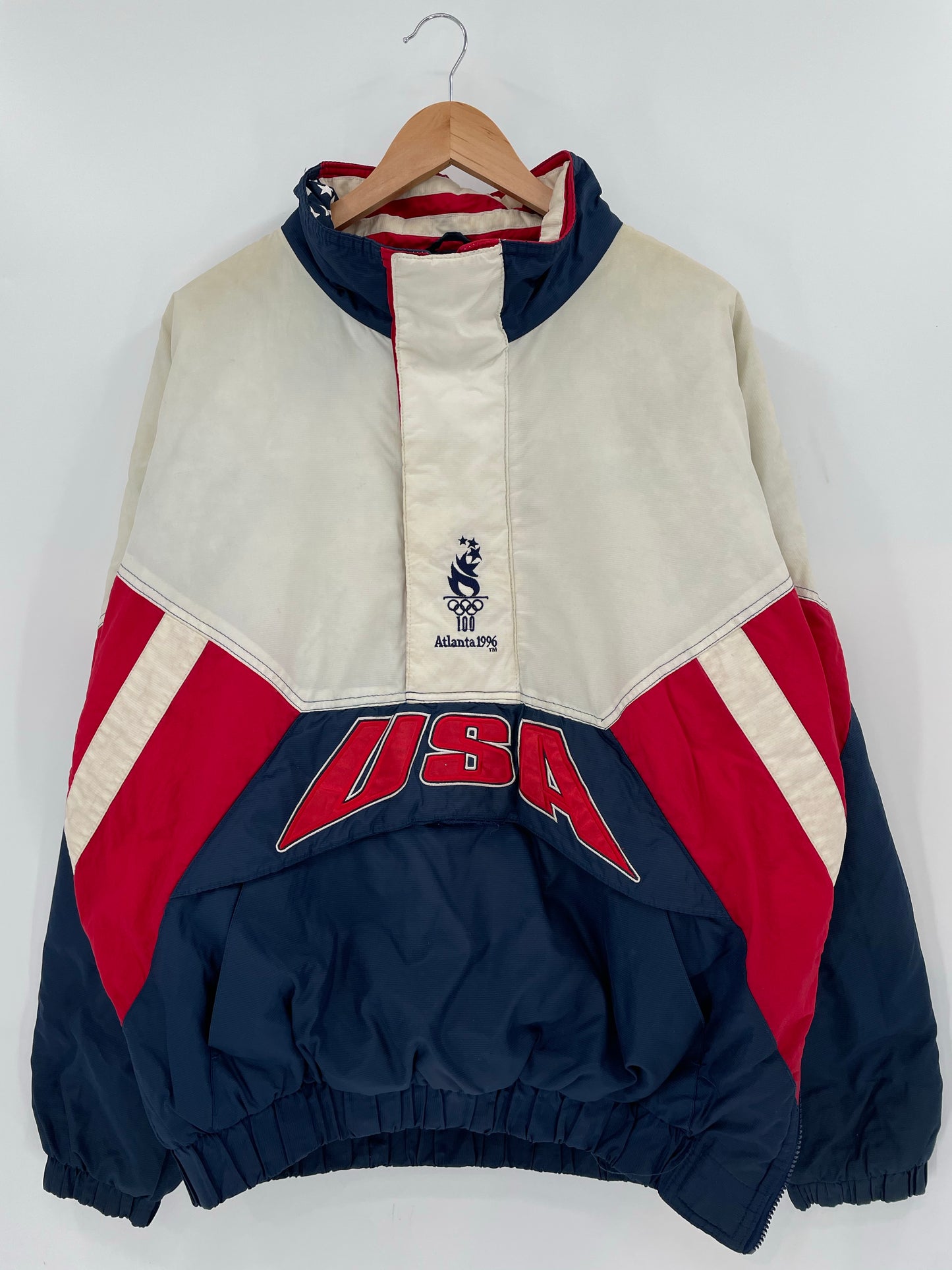 1996 ATLANTA OLYMPIC TEAM USA x STARTER Size L Vintage padded NFL Nylon Jacket / K6272