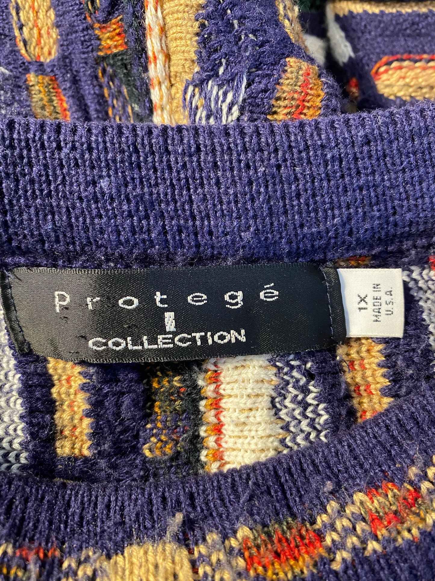 Vintage 3D COOGI- Style Made in USA Size XL Knit Sweater / K7805