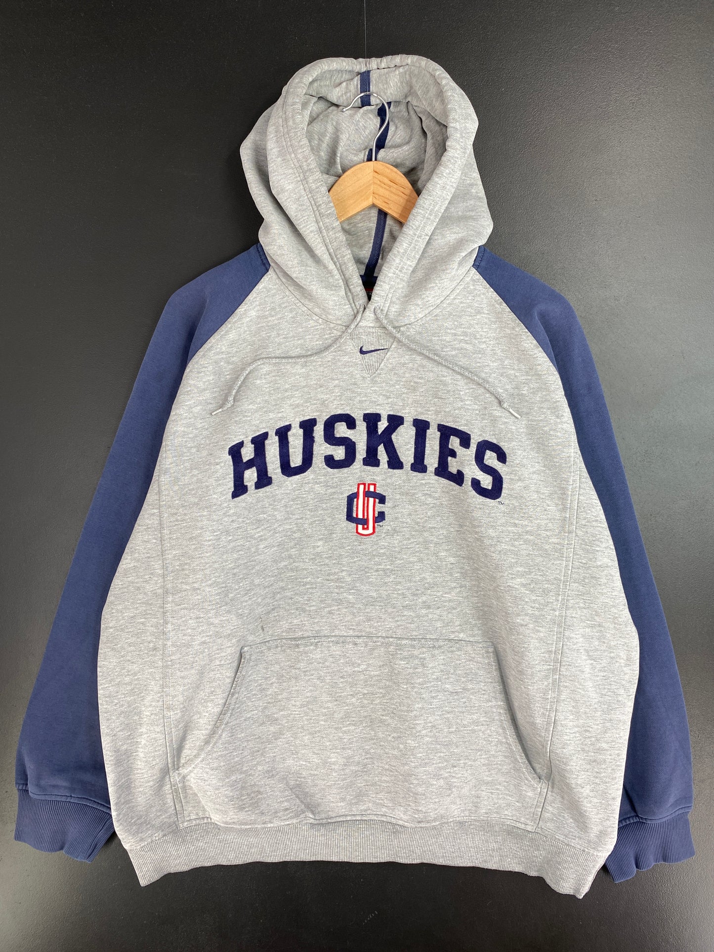 00' NIKE x UCONN Size L Vintage College Hoodie Sweat-Shirt / E271