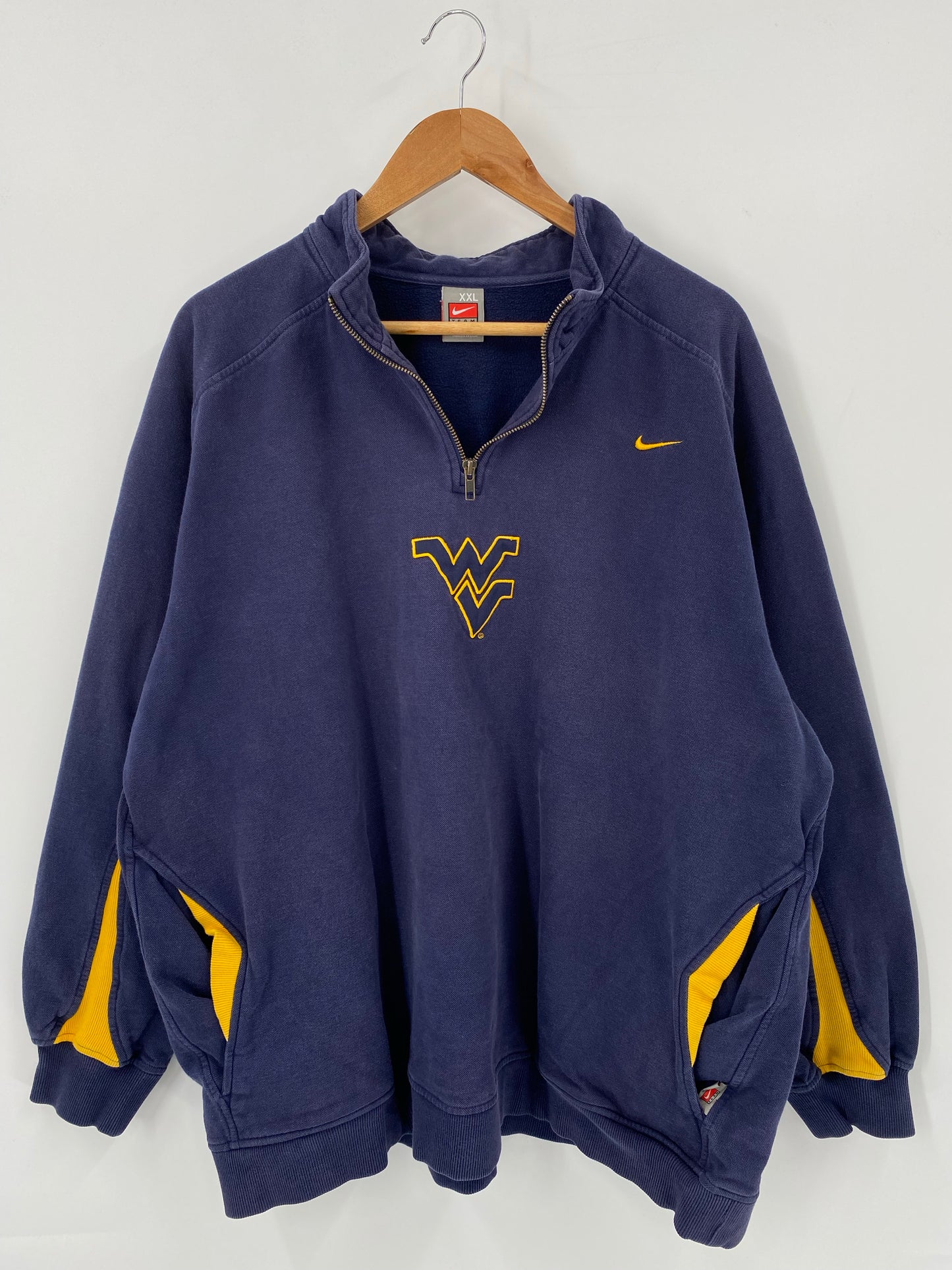 00' NIKE WEST VIRGINIA MOUNTAINEERS Size XXL Vintage Half Zip Sweat-Shirt / K4556