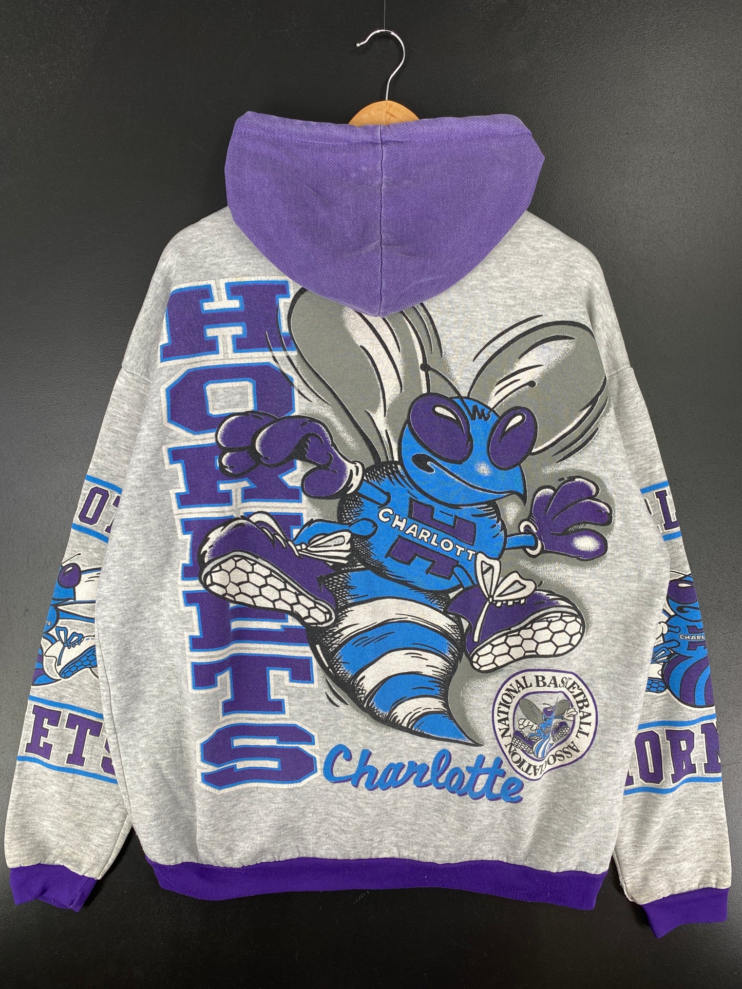 90’s CHARLOTTE HORNETS (No tag) Approx. Size XL Vintage NBA Hoodie Sweat-Shirt / A4952