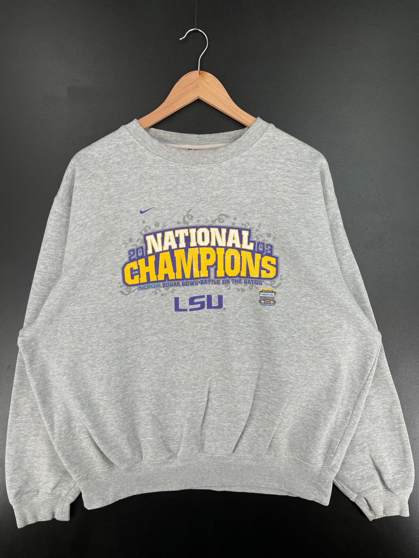 00' NIKE LSU Size L Vintage College Sweat-shirt / A591
