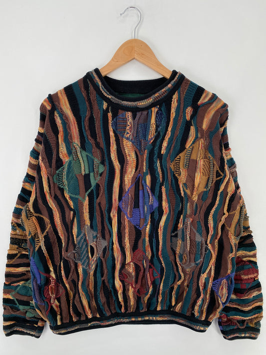 Vintage 3D COOGI-Style Size L Knit Sweater / E253
