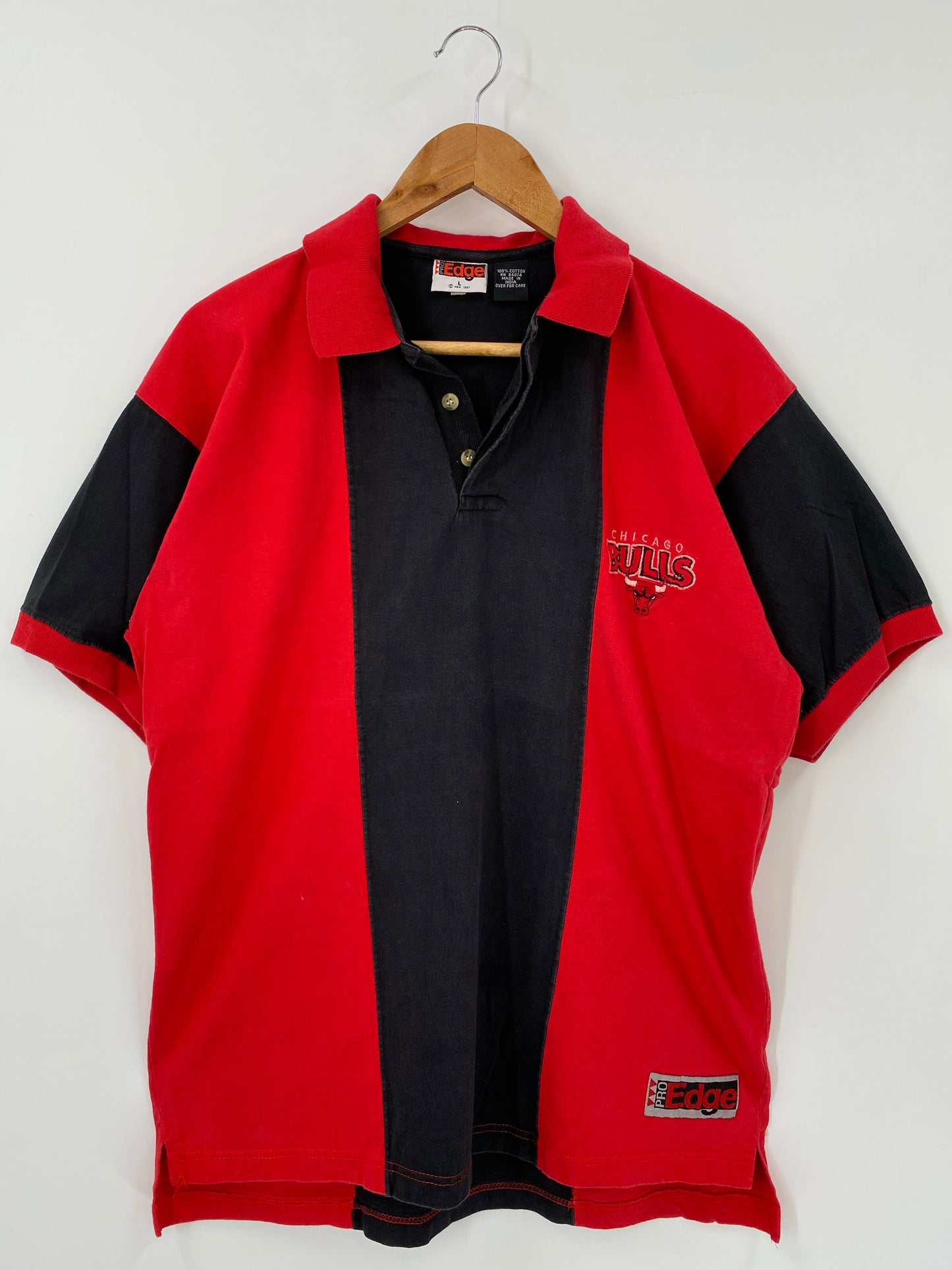 90’s CHICAGO BULLS Size L Vintage NBA Short Sleeve Polo Shirt / K4182