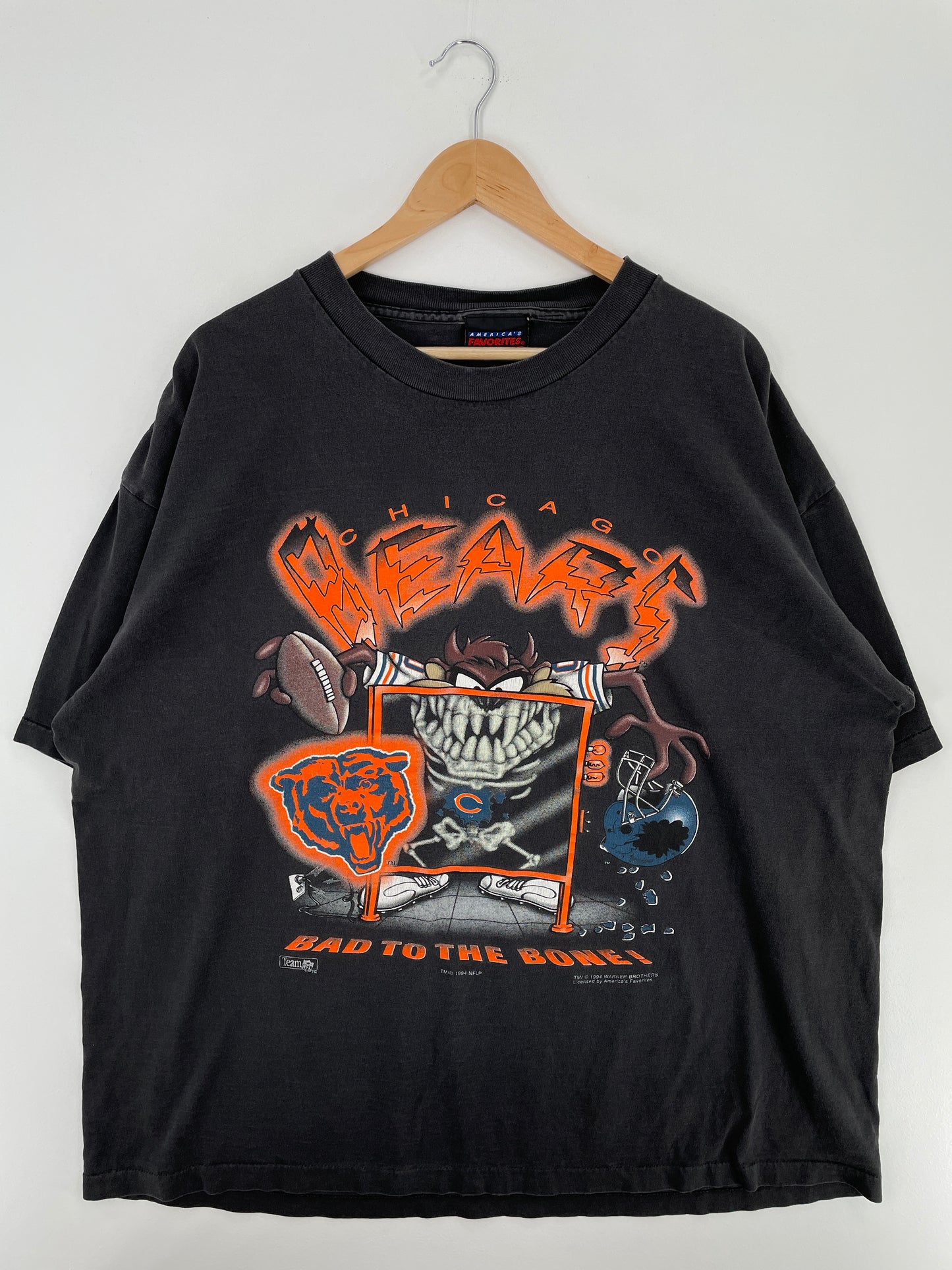 1992 LOONY TUNES TAZ x CHICAGO BEARS Made in USA Size XXXL Vintage NFL T-shirt / A4155