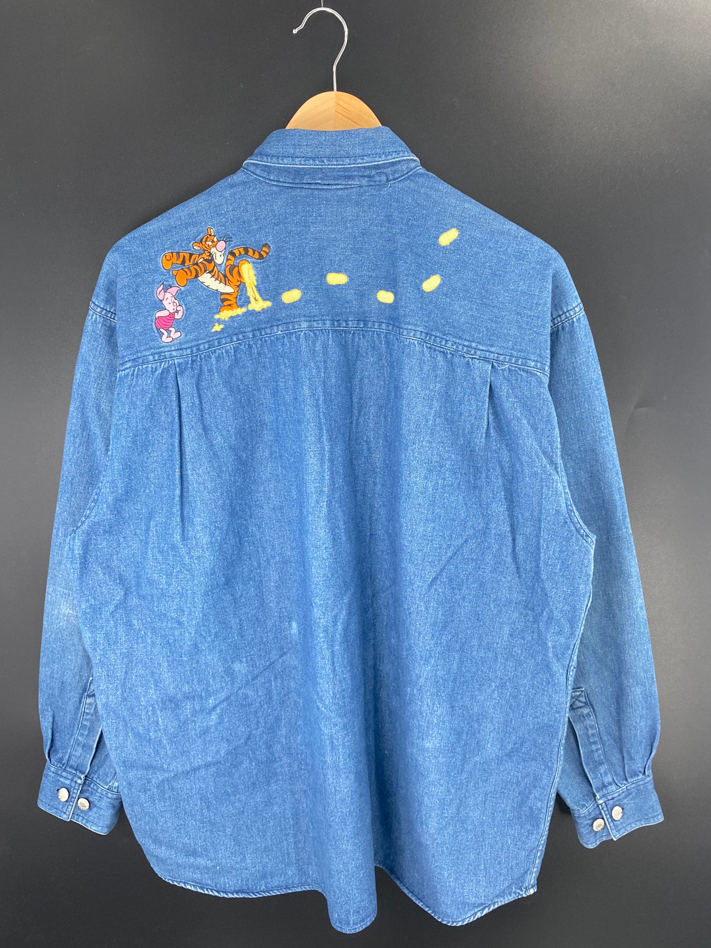 00' WINNIE THE POOH Size L Vintage Button Down Denim Shirt / K9935