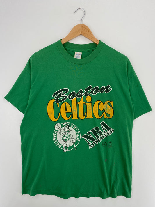 1991 BOSTON CELTICS Made in USA Size XL Vintage NBA T-Shirt / A4825