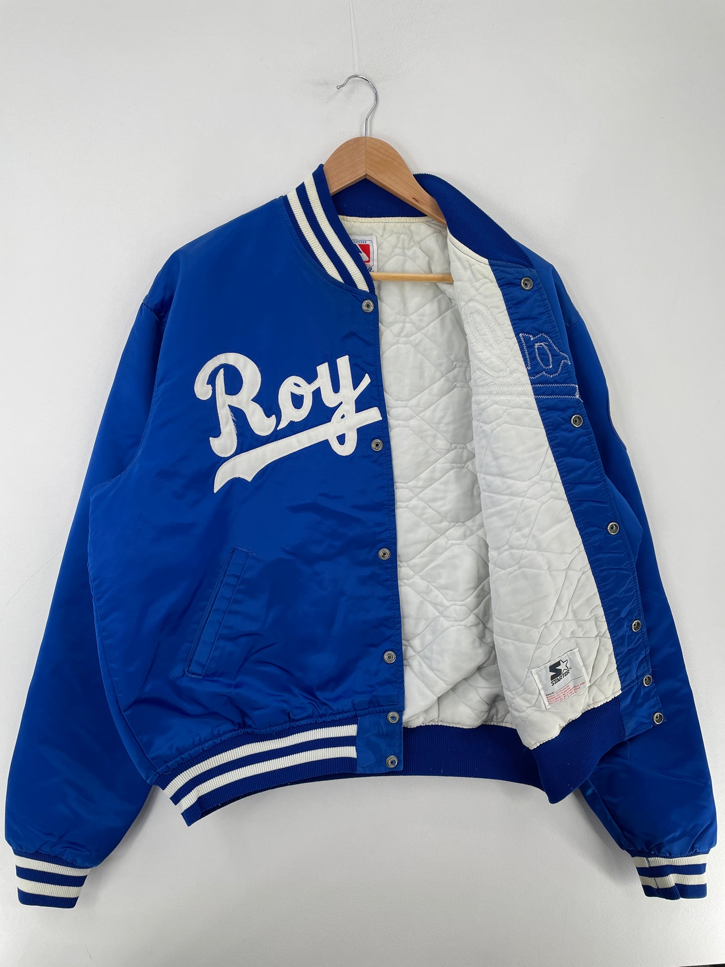90's STARTER x KANSAS CITY ROYALS Made in USA Size XL Vintage MLB Padded Nylon Jacket / E5050J