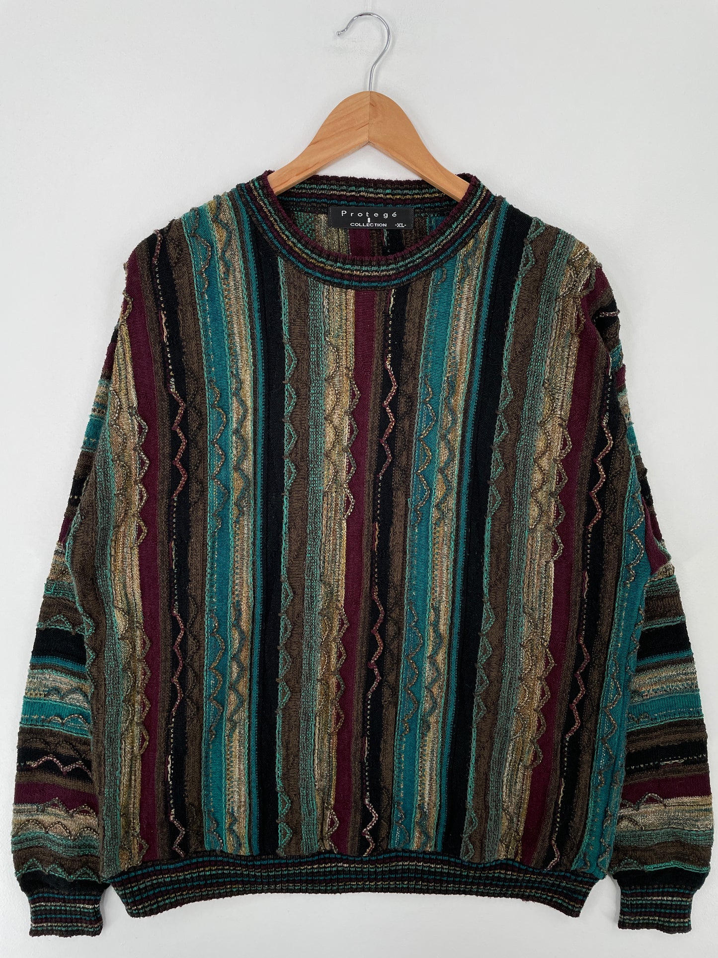 Vintage 3D COOGI- Style Made in USA Size XL Knit Sweater / A9407