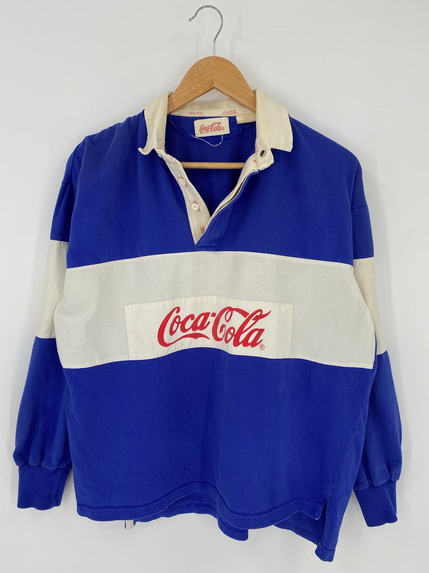 80’s COCA COLA Size L Vintage Rugby Shirt / E4106R