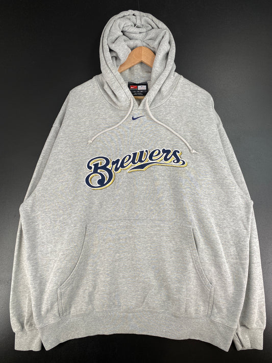 00' NIKE x MILWAUKEE BREWERS Size XXL Vintage MLB Hoodie Sweat-Shirt / E3647S