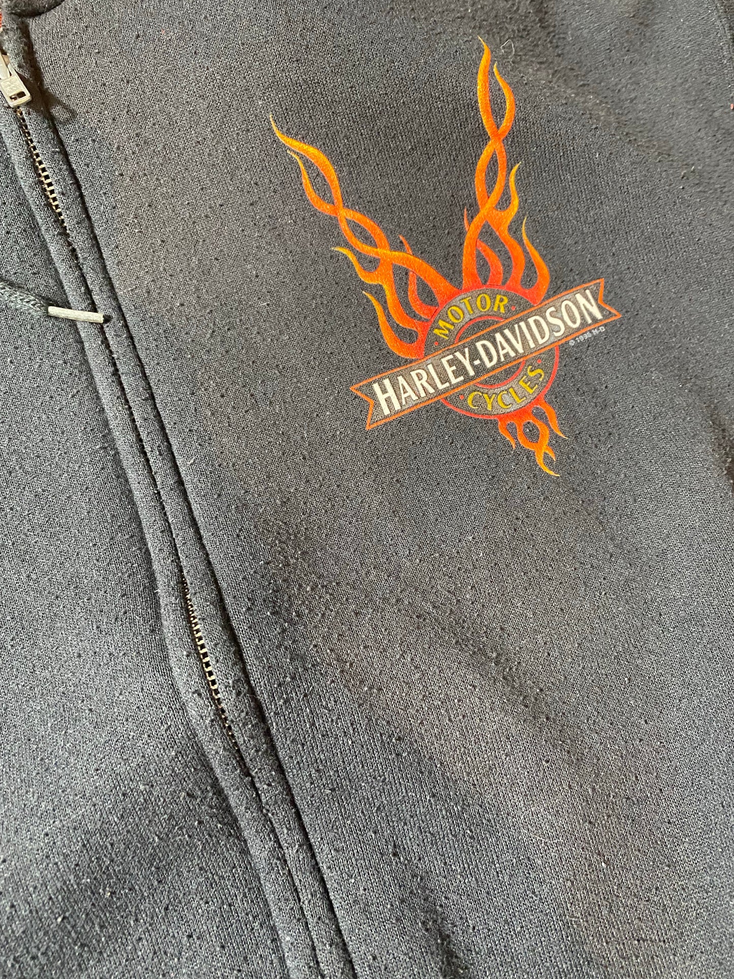 1998 HARLEY DAVIDSON Made in USA Size L Vintage Zip Up Hoodie Sweat-Shirt / K4318
