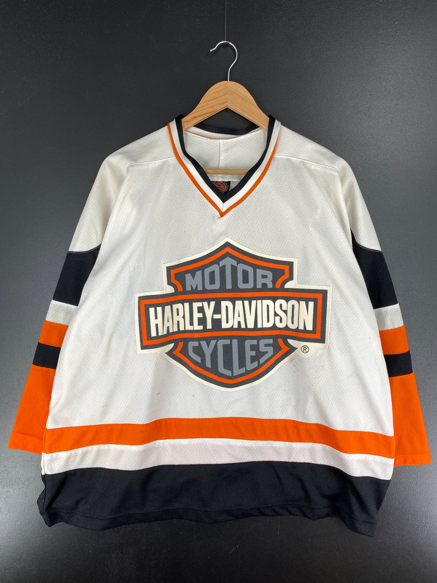 00' HARLEY DAVIDSON Made in USA Size L Vintage Hockey Jersey / A5546