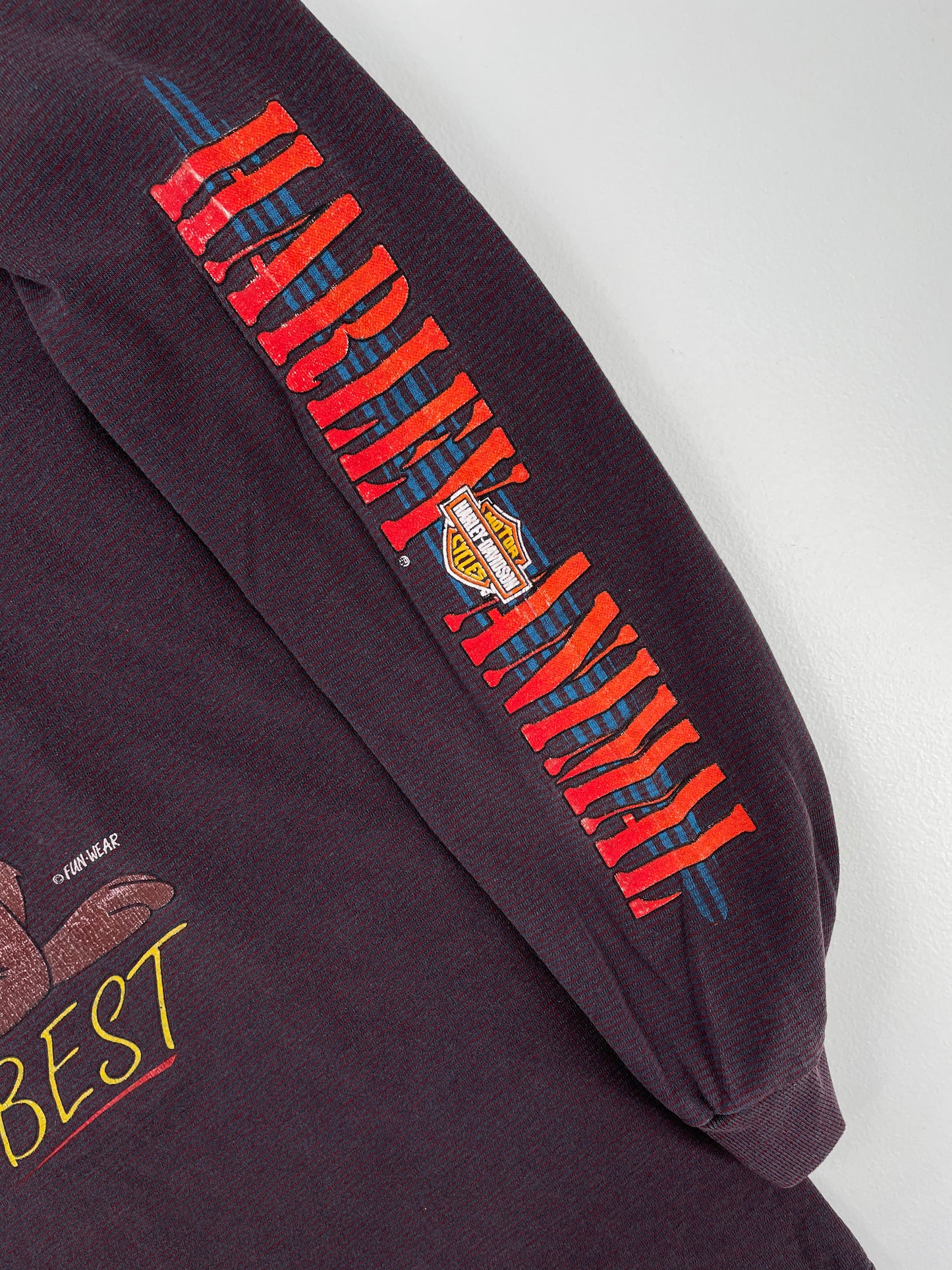 1992 HARLEY DAVIDSON x LOONEY TUNES TAZ Size No Tag (Approx.L) Vintage Lone Sleeve T-Shirt / A534