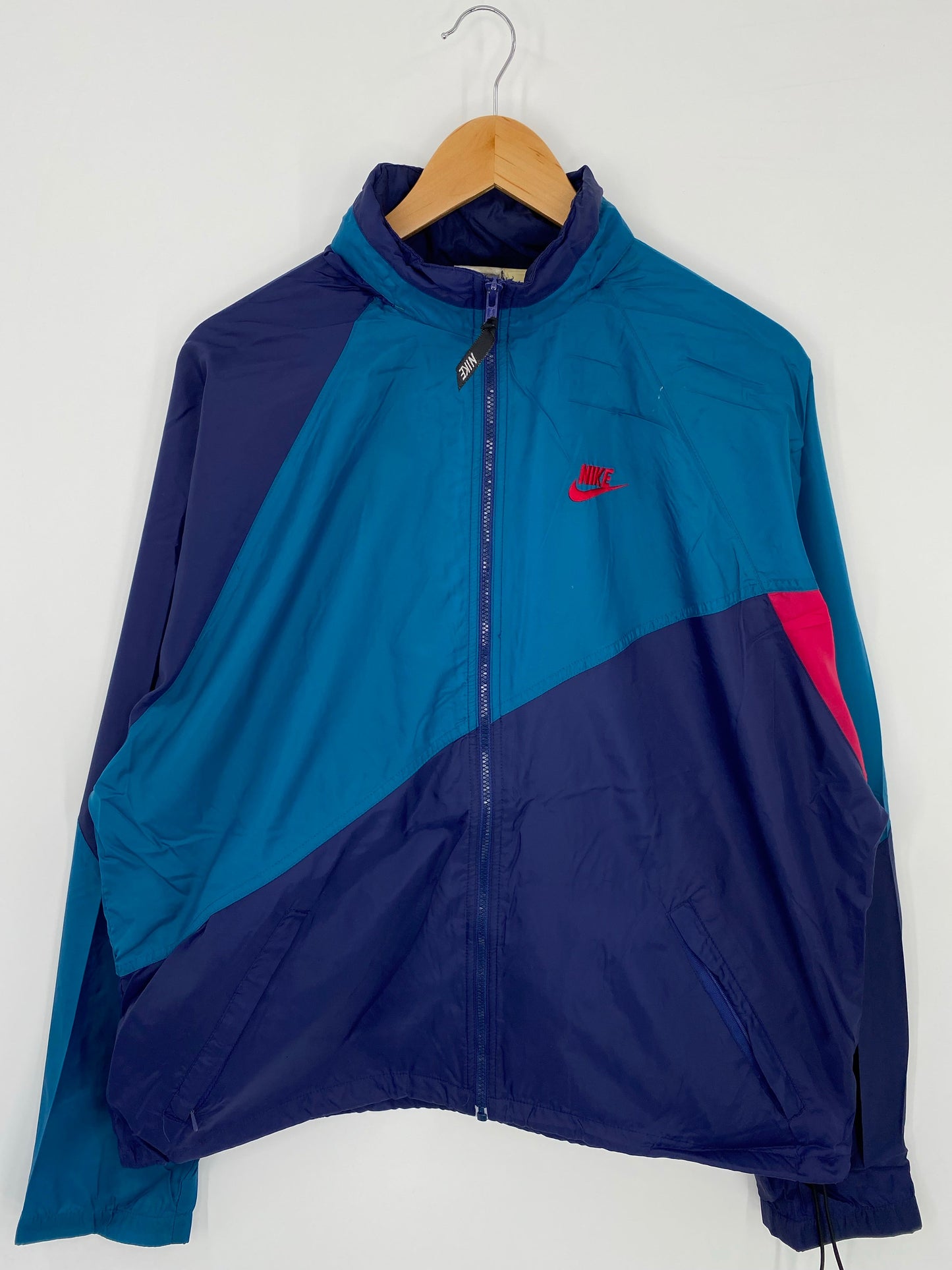 .90’s NIKE Silver Tag Size L Vintage Zip-up Nylon Jacket / A8207