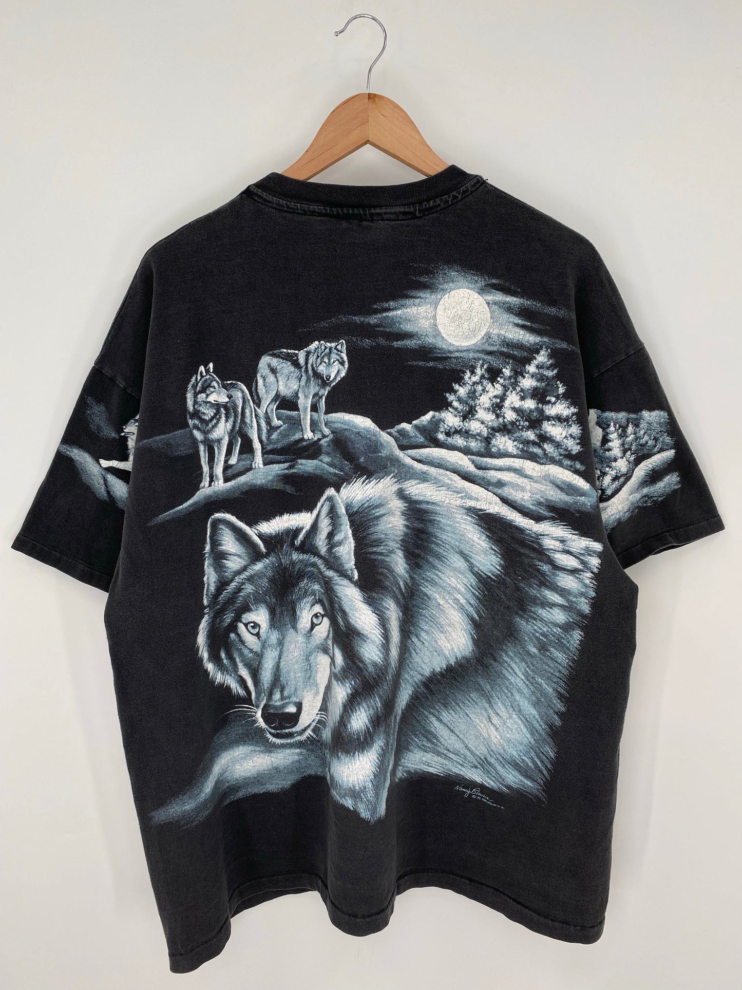1994 WOLF NATURE All Over Print Made in USA Size XXL Vintage T-Shirt / A7793