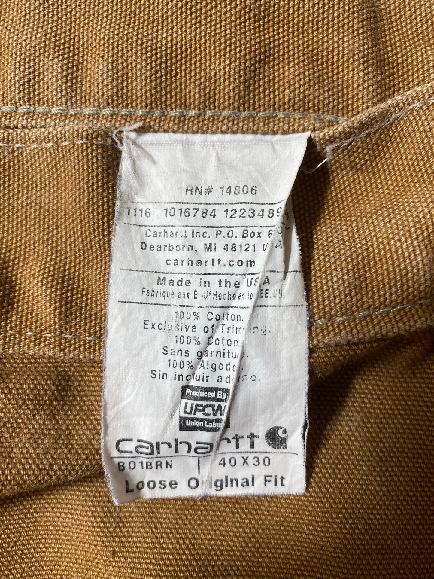 90's CARHARTT Made in USA Size W38xL29 Vintage Double Knee Duck Pants / K9453