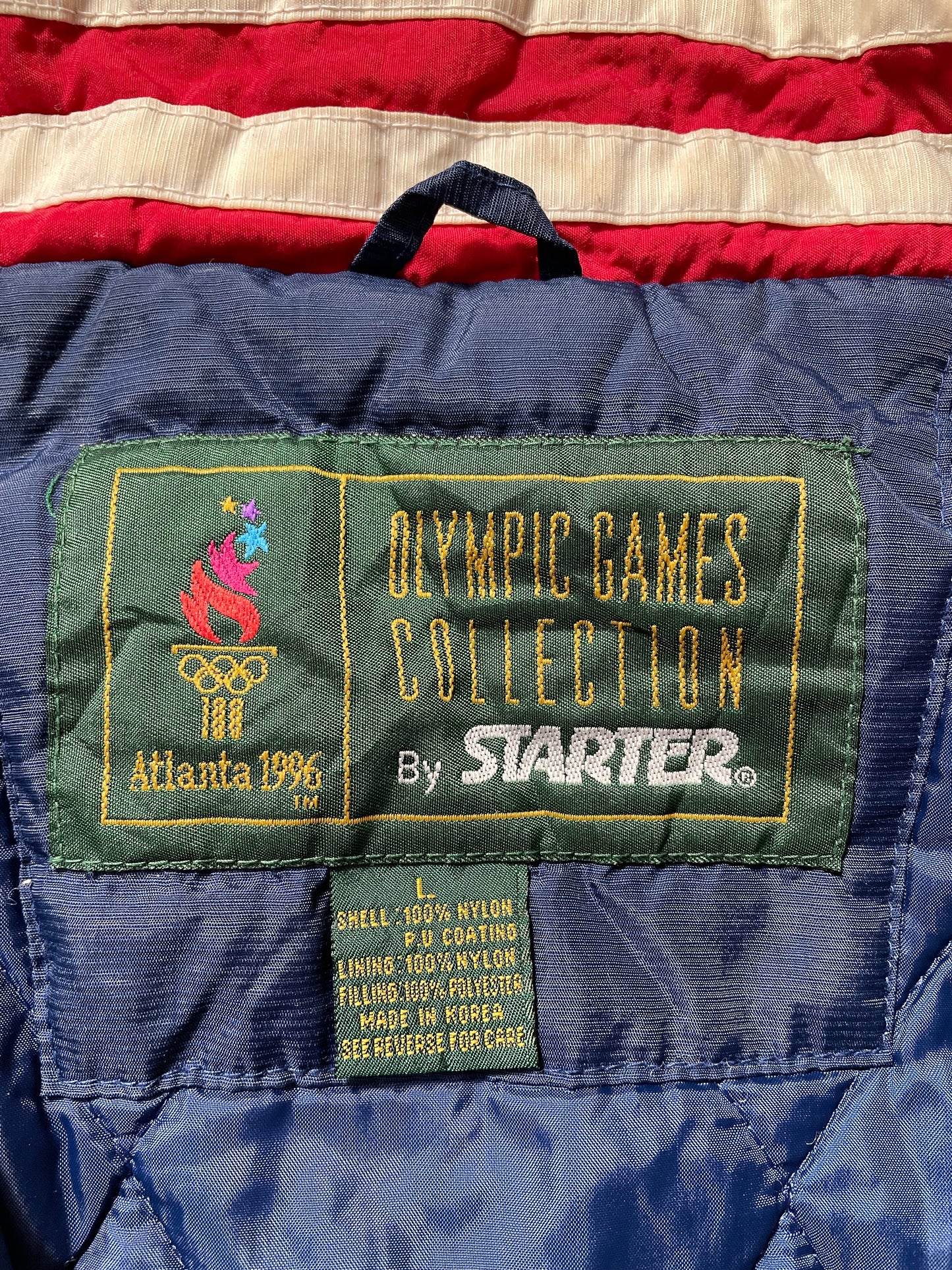 1996 ATLANTA OLYMPIC TEAM USA x STARTER Size L Vintage padded NFL Nylon Jacket / K6272