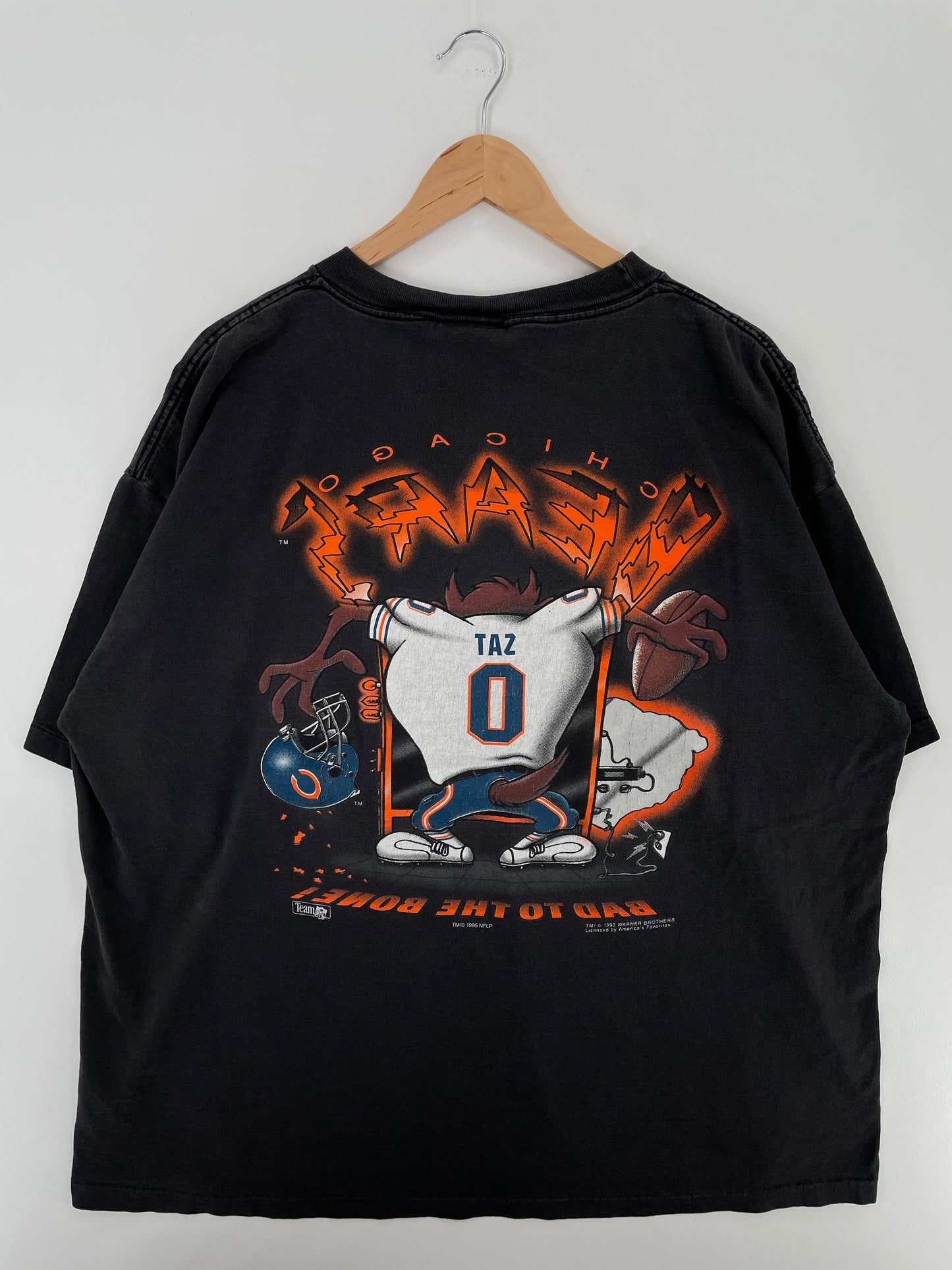 1992 LOONY TUNES TAZ x CHICAGO BEARS Made in USA Size XXXL Vintage NFL T-shirt / A4155