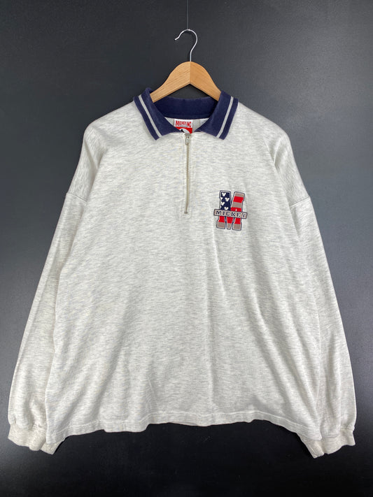 .90’s DISNEY MICKEY Size XXL Vintage Half Zip Sweat-Shirt / E1991S