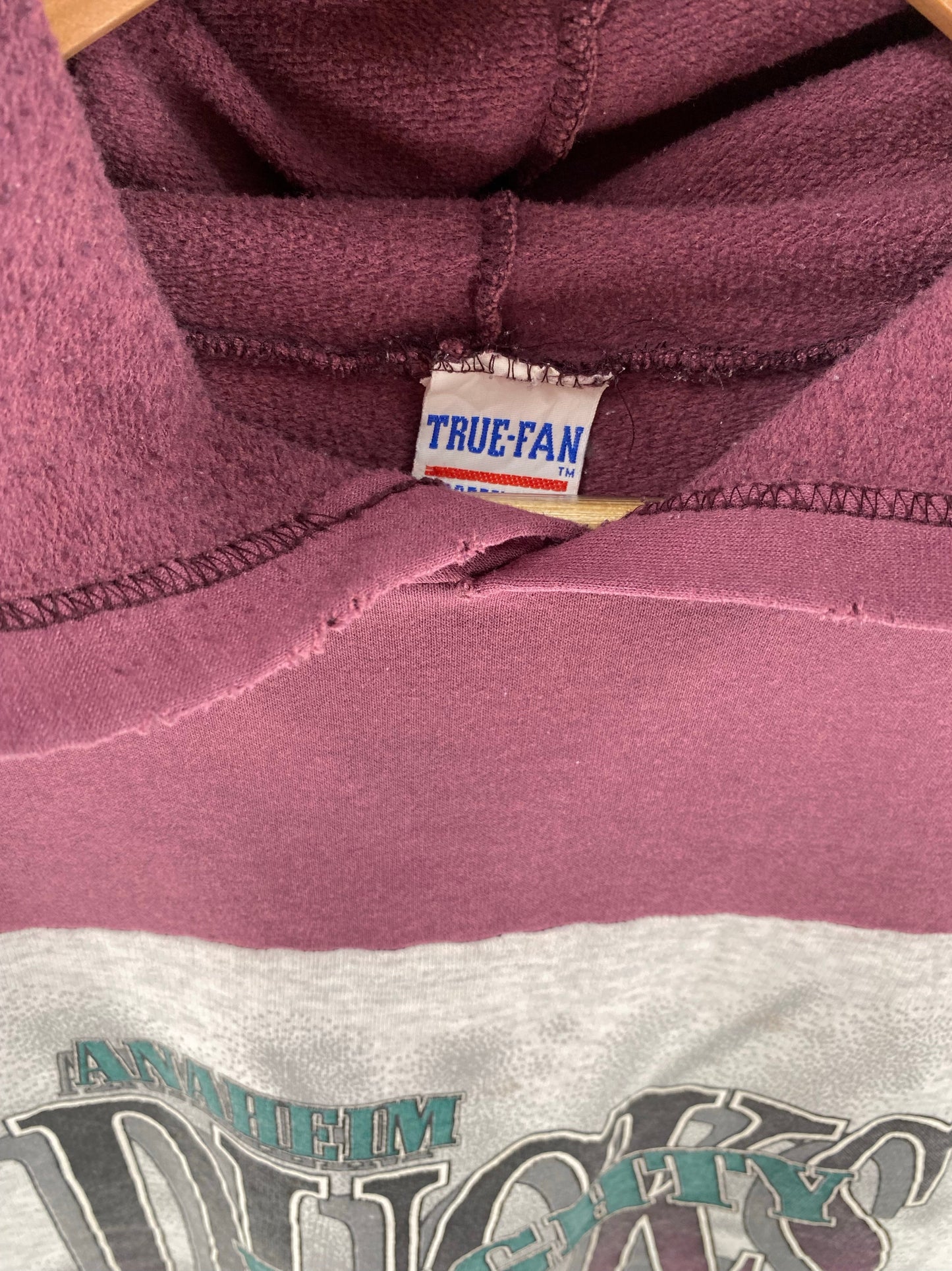 1993 ANAHEIM DUCKS MIGHTY Made in USA Size XL Vintage NHL Hoodie Long Sleeve T-Shirt /