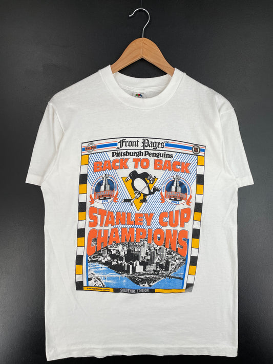 1992 STANLEY CUP PITTSBURGH PENGUINS Made in USA Size L Vintage NHL T-Shirt / E4255T