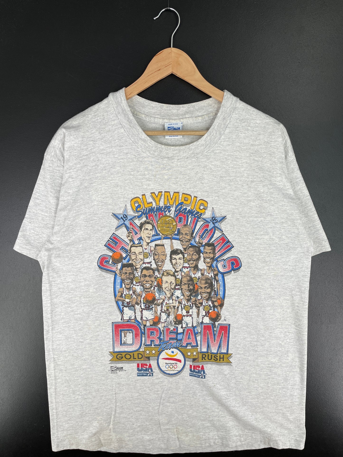 1992 SALEM x OLYMPIC CHAMPION DREAM Made in USA Size XL Vintage NBA T-Shirt / A4484