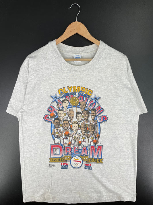 1992 SALEM x OLYMPIC CHAMPION DREAM Made in USA Size XL Vintage NBA T-Shirt / A4484