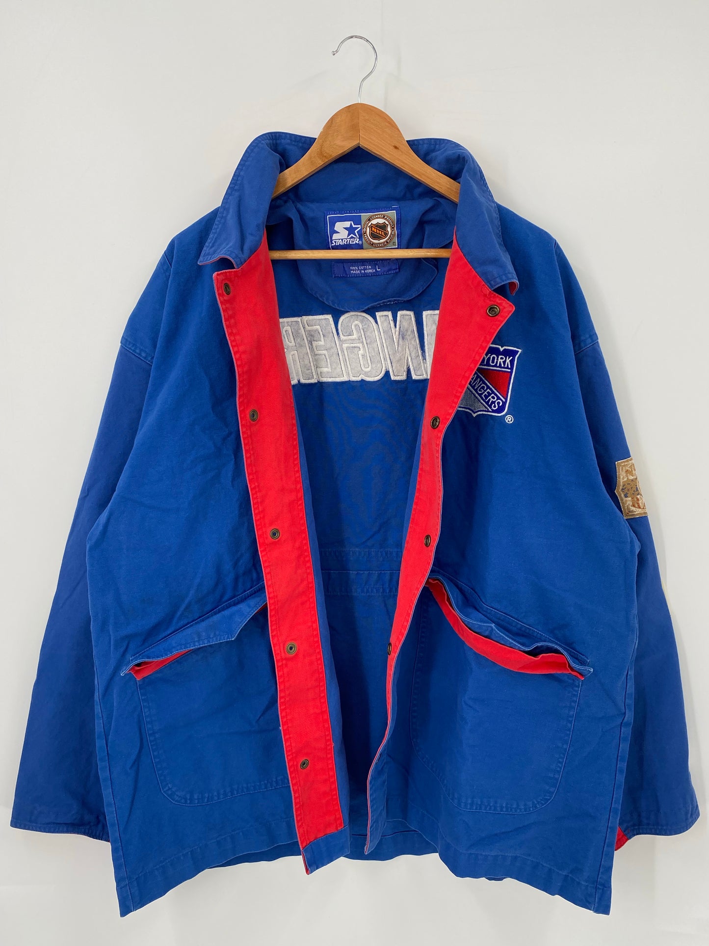 90’s STARTER x NEW YORK RANGERS Size L NHL Cotton Jacket Outerwear / K4378