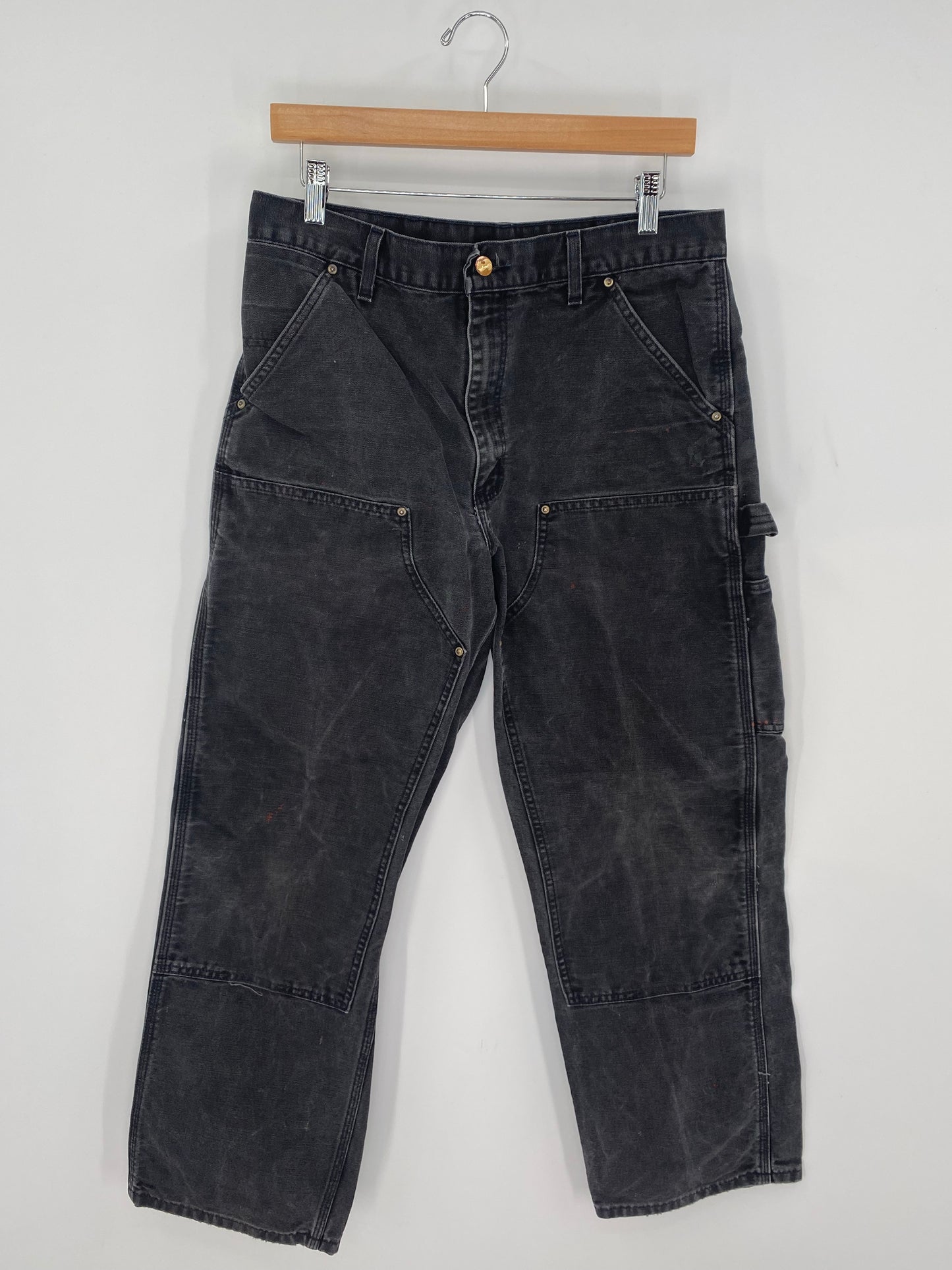 90's CARHARTT Made in USA Size 34x32 Vintage Double Knee Duck Pants / K9454