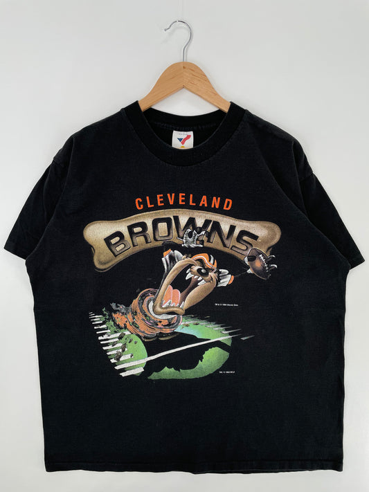 .1994 CLEVELAND BROWNS x LOONEY TUNES TAZ Made in USA Size XL Vintage T- Shirt / E1394T