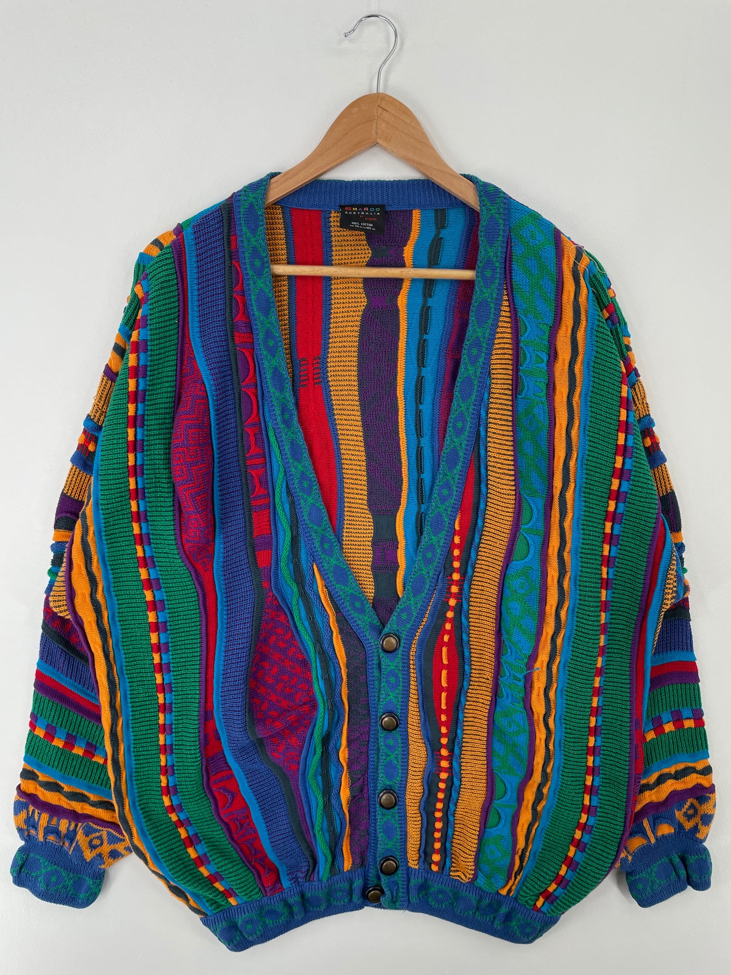Vintage 3D COOGI- Style Size Approx.XL Knit Cardigan / A9543
