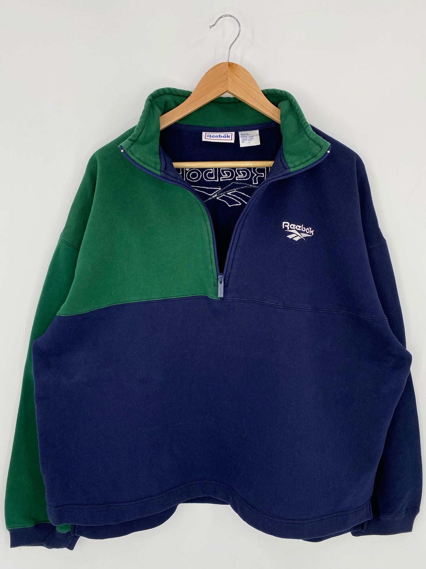 90's REEBOK Size L Vintage Half zip-up Sweat-shirt/ K5815