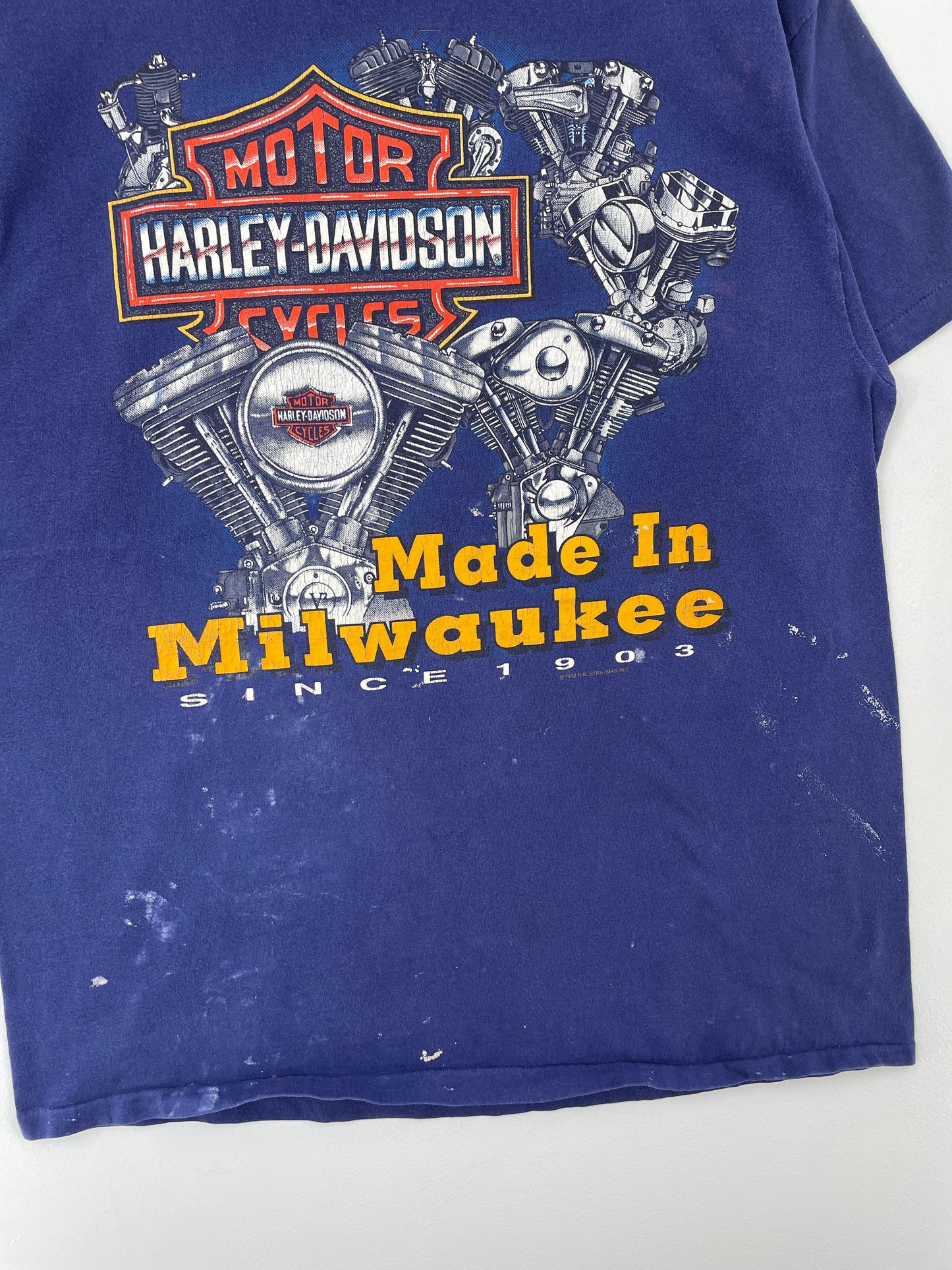 1992 HARLEY DAVIDSON MILWAUKEE Made in USA Size L Vintage T-Shirt / A9197