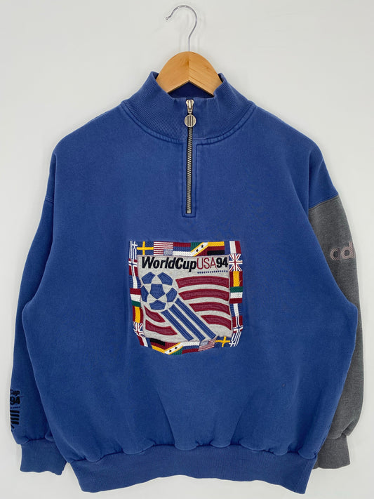 1994 ADIDAS WORLD CUP USA Size L Vintage Half Zip-up Sweat-shirt / A8341