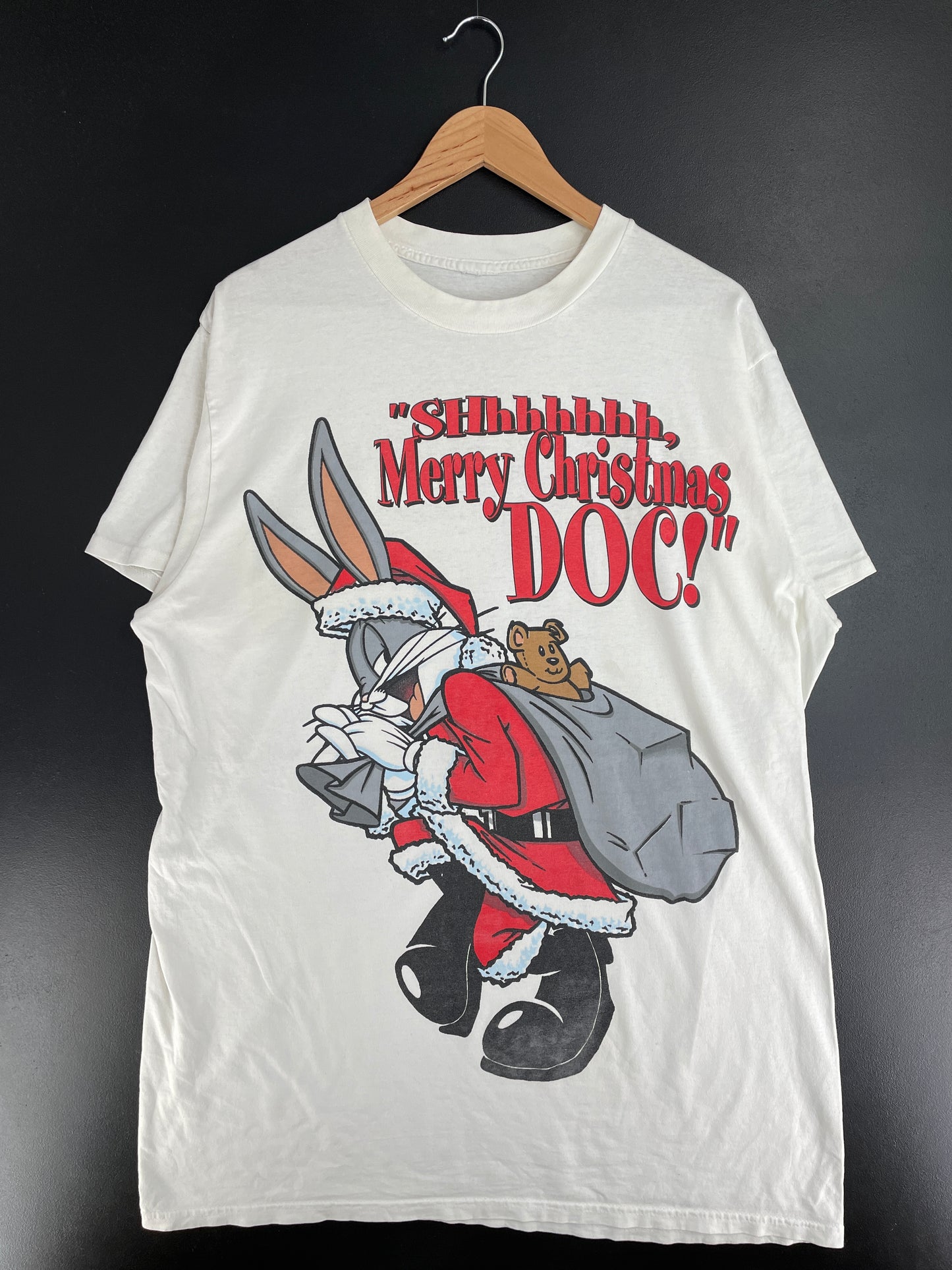 Vintage LOONEY TUNES BUGS BUNNY CHRISTMAS Size Approx.XL Vintage Long Length T-shirt / E746