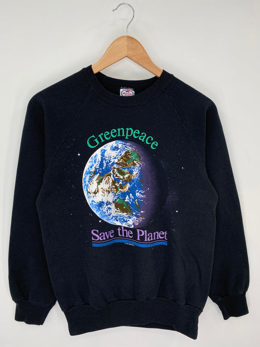 1988 GREENPEACE SAVE THE PLANET Made in USA Size M Vintage Sweat-shirt / K9900