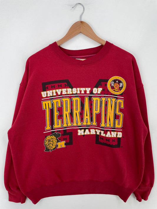 00' UNIVERSITY OF TERRAPINS MARYLAND Size L Vintage College Sweat-Shirt / E3996S