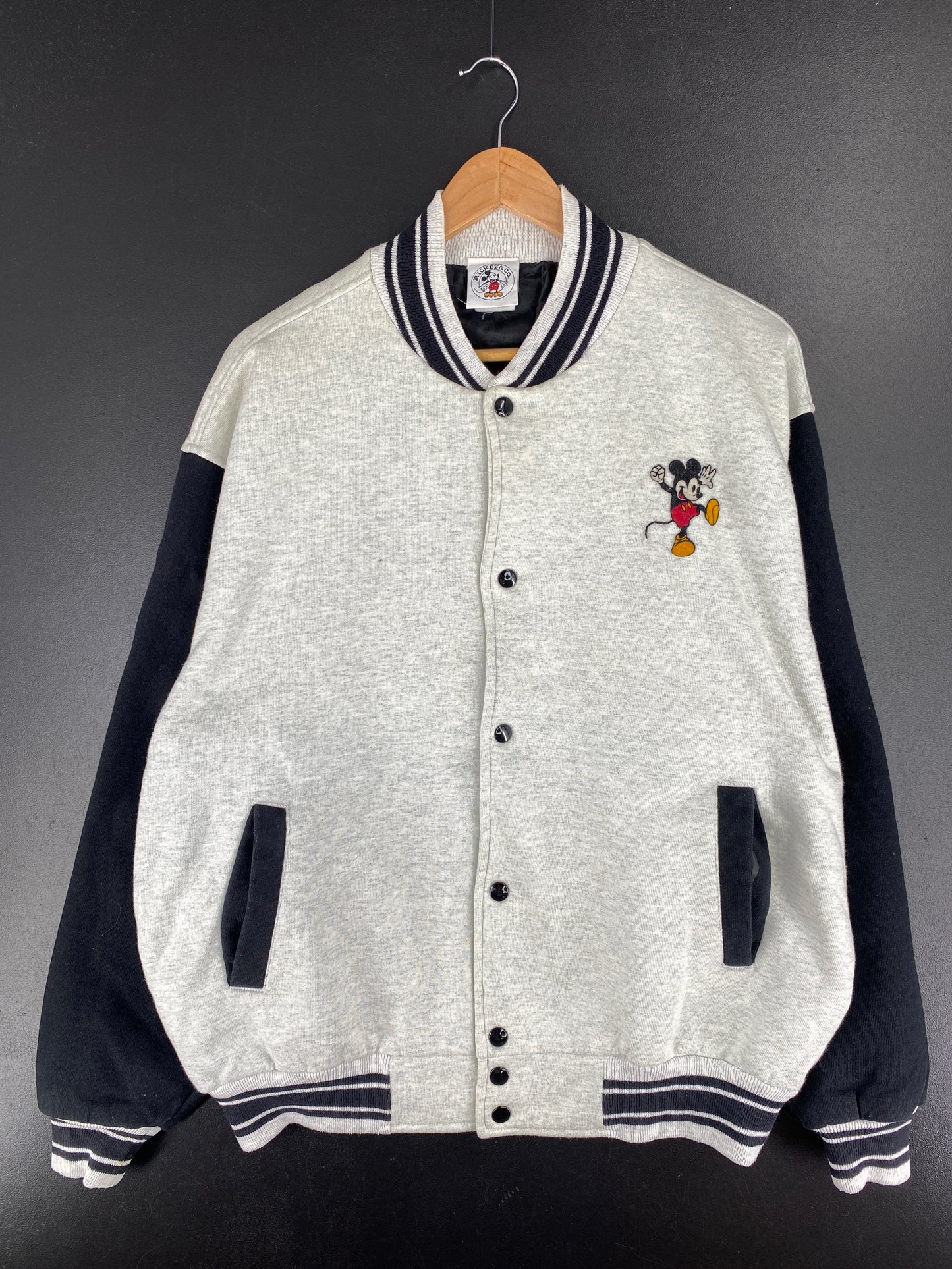 90's DISNEY MICKEY Size XL Vintage Button Down Sweat-Shirt / A5722