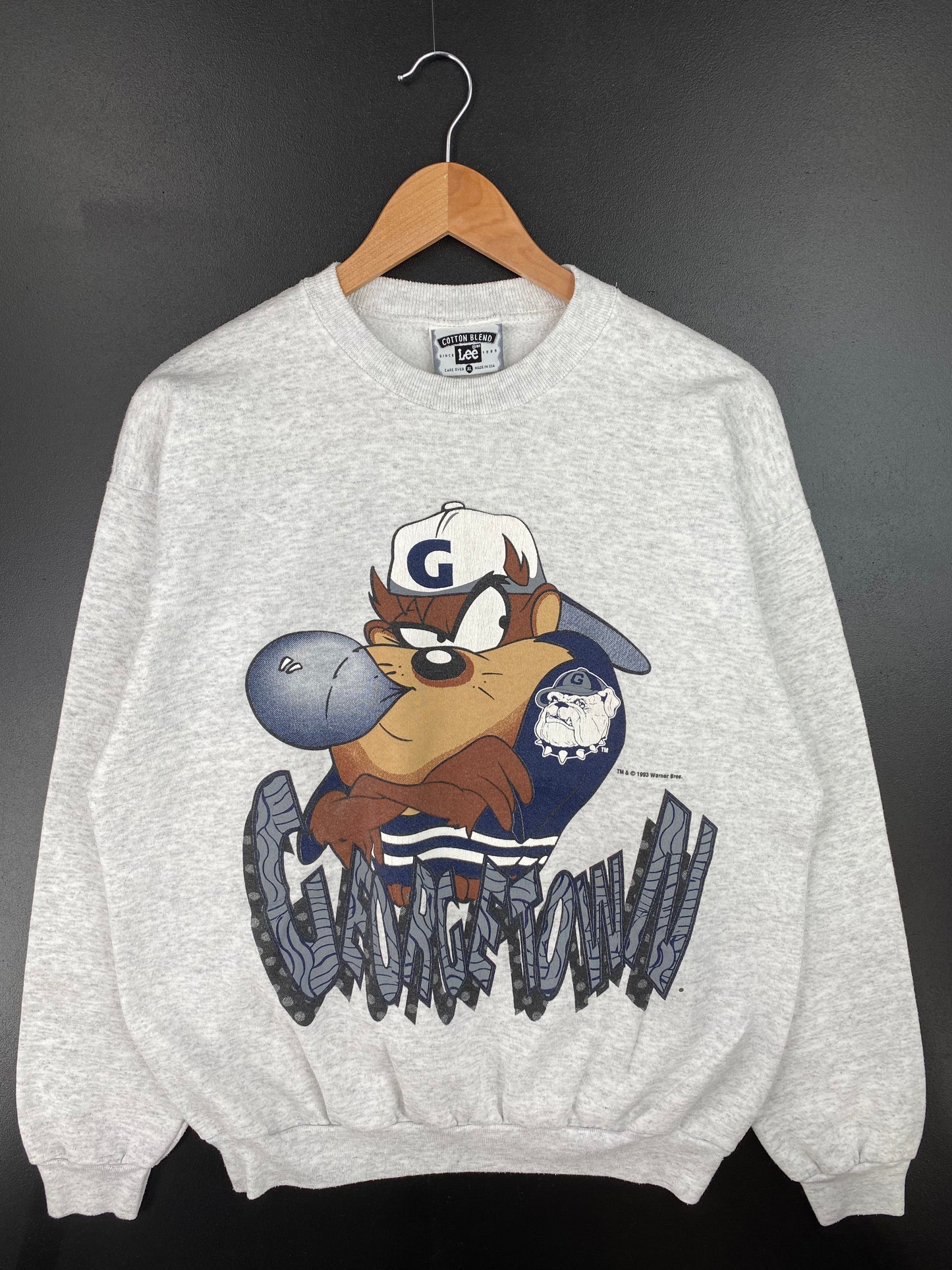 1993 LOONEY TUNES TAZ x GEORGE TOWN Made in USA Size XL Vintage College Sweat-shirt / A898