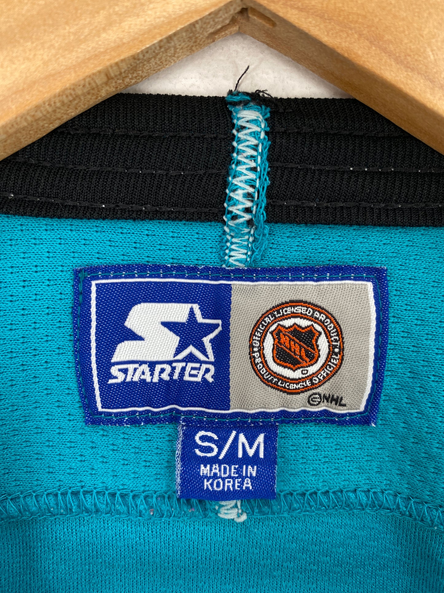 90’s STARTER x SAN JOSE SHARKS Size S/M Vintage NHL Hockey Game Shirt / A6154